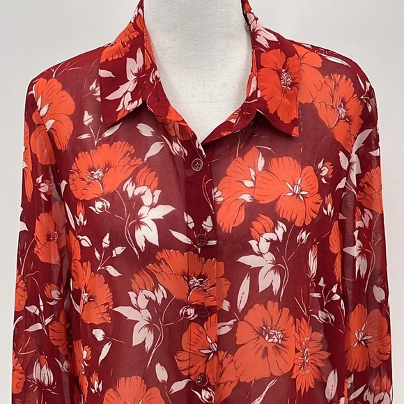 Cabi Hothouse Blouse in Scarlet Flower - Size Medium - Picture 3 of 7